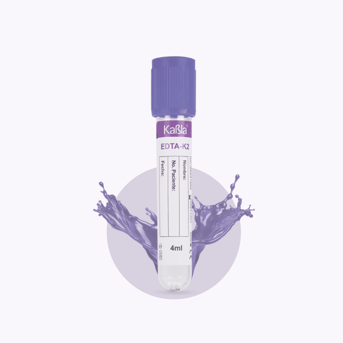 Tubo Vacutainer Tapón Lila Kabla